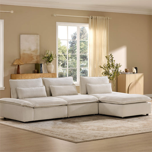 Minimalist Chenille 4-Seater Modular Sofa with Adjustable Backrest