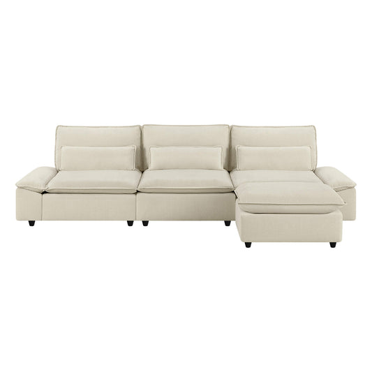 Minimalist Chenille 4-Seater Modular Sofa with Adjustable Backrest