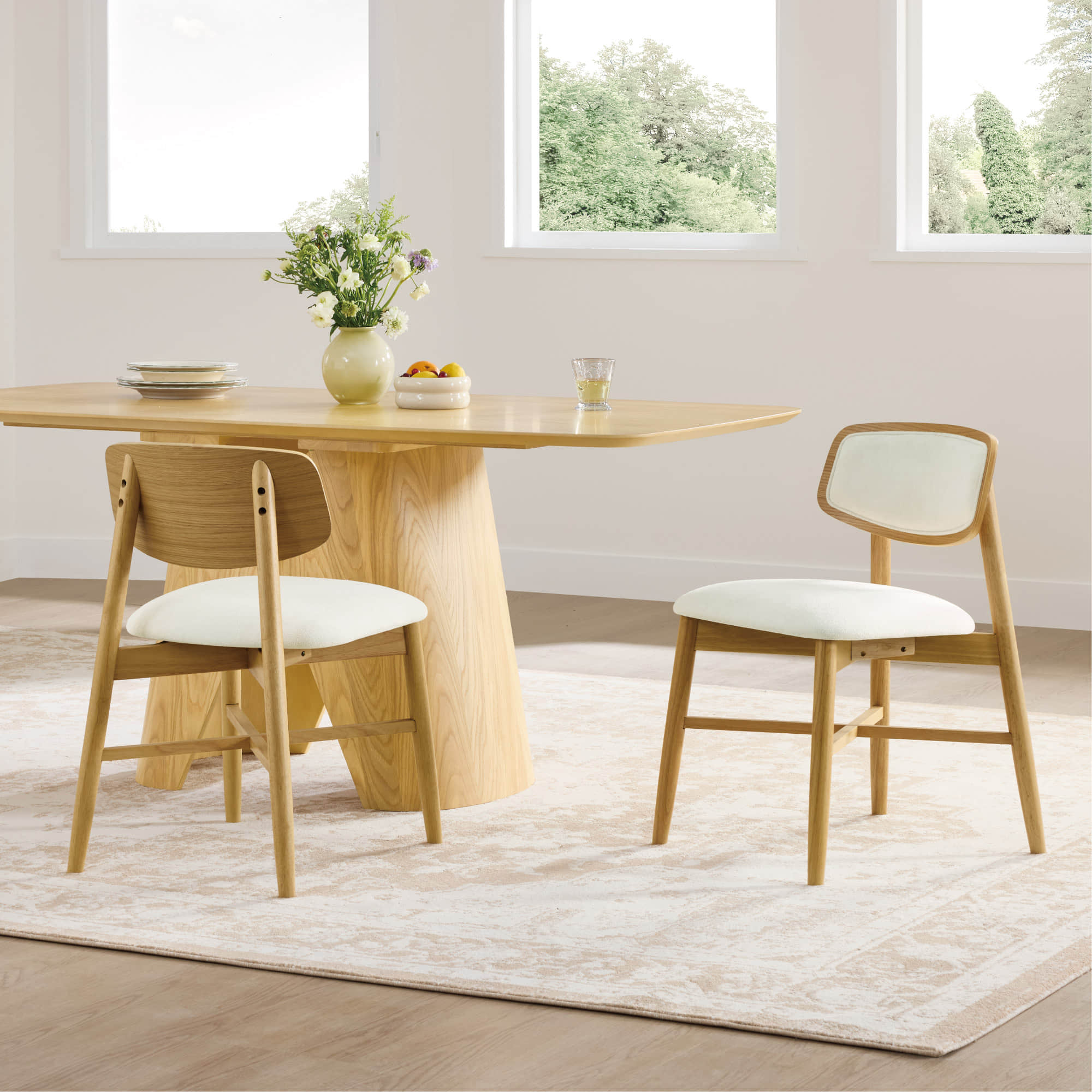 Minimalist Wood Dining Chair with Slatted Back Design