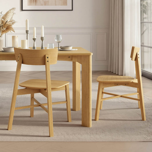 Minimalist Wood Dining Chair with Slatted Back Design