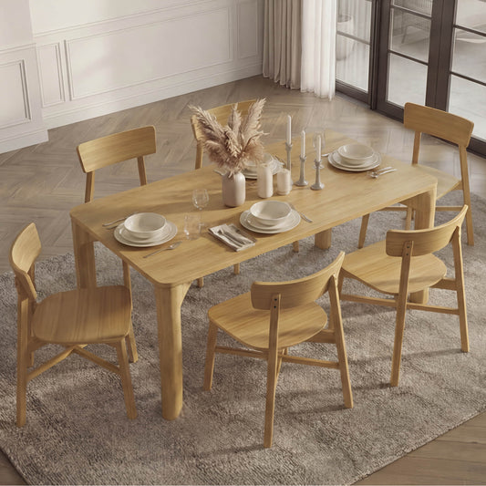 Minimalist Wood Dining Chair with Slatted Back Design