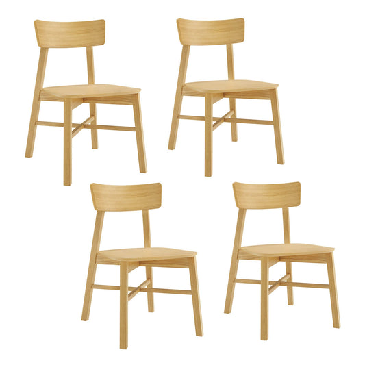 Minimalist Wood Dining Chair with Slatted Back Design
