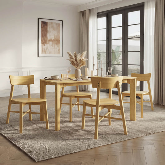 Minimalist Wood Dining Chair with Slatted Back Design