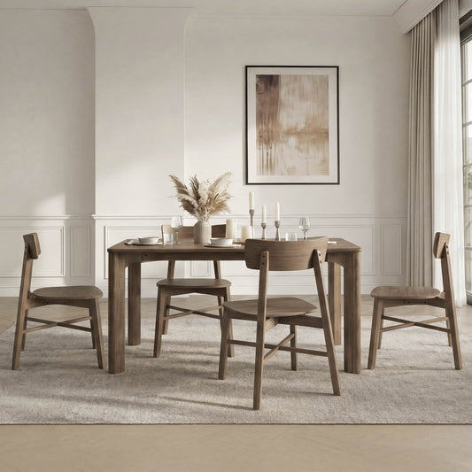 Minimalist Wood Dining Chair with Slatted Back Design