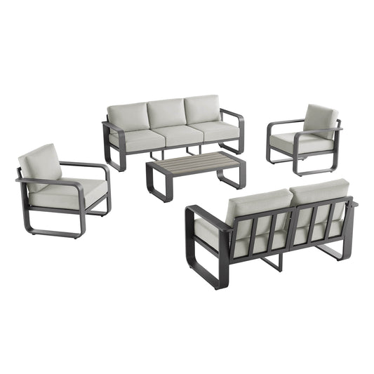 Modern 5-Piece Outdoor Sofa Set with Cushioned Seating
