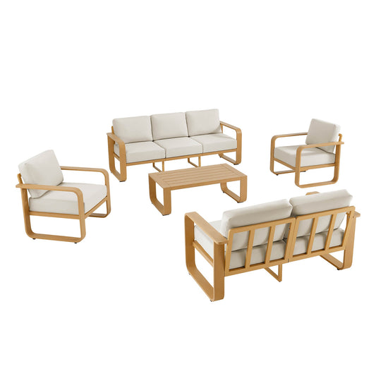 Modern 5-Piece Outdoor Sofa Set with Cushioned Seating