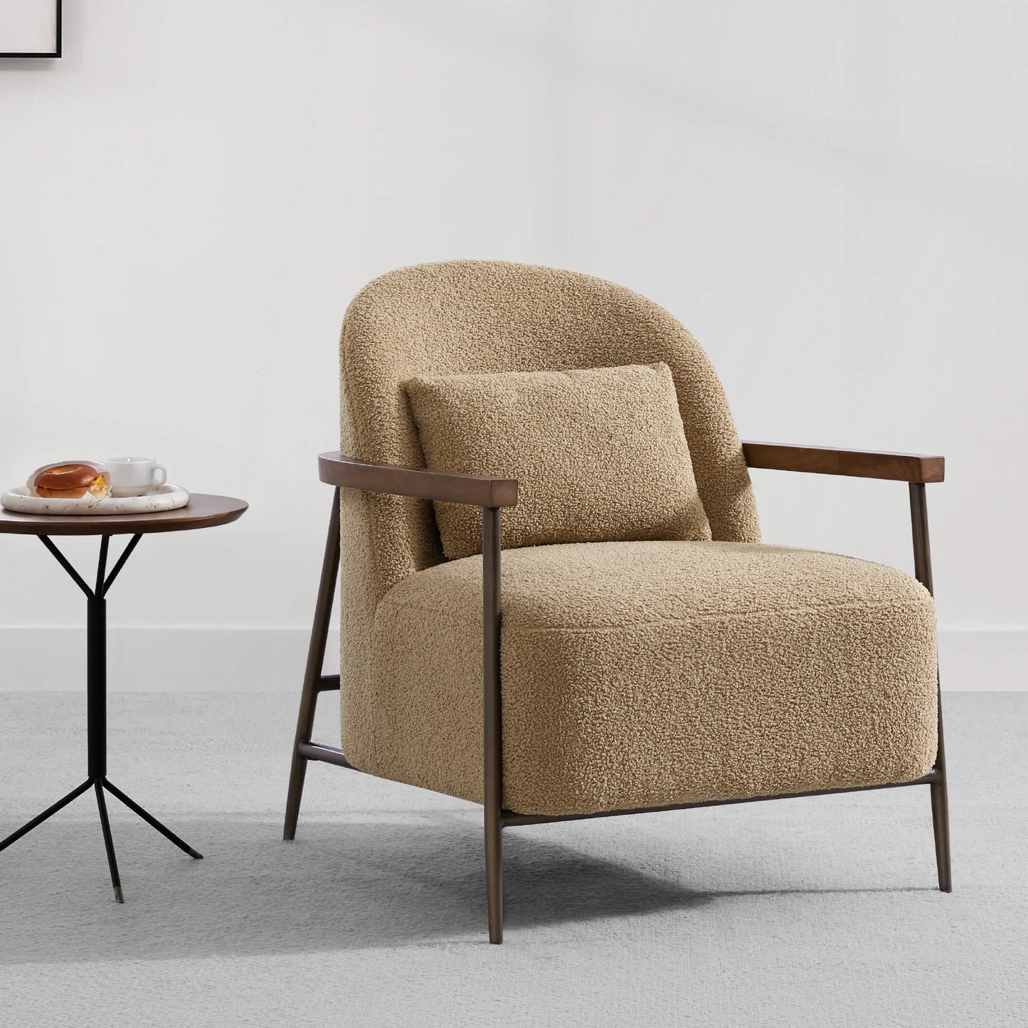 Modern Accent Chair with Curved Backrest
