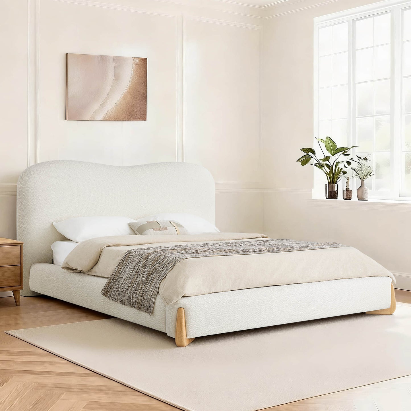 Modern Platform Bed with Wooden Legs and Clean Lines