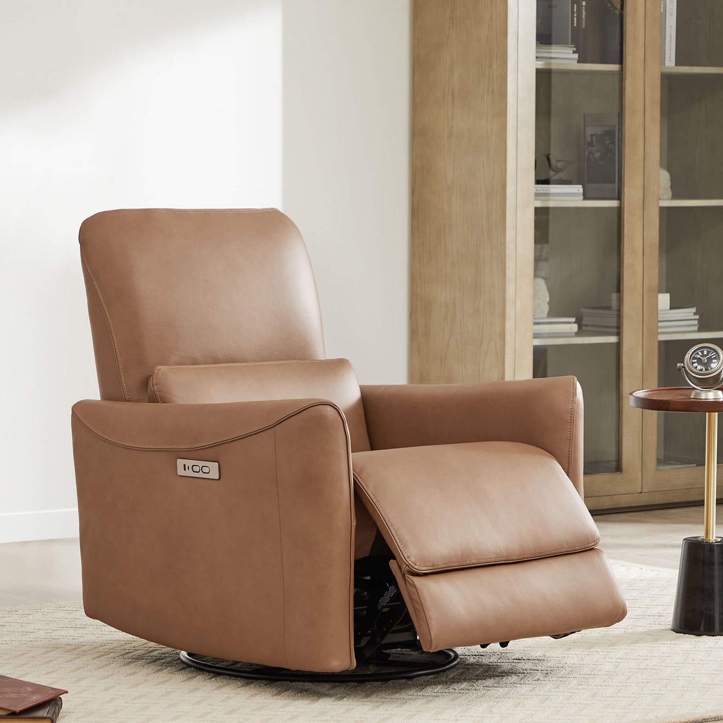 Modern Power Swivel Glider Recliner with Adjustable Headrest