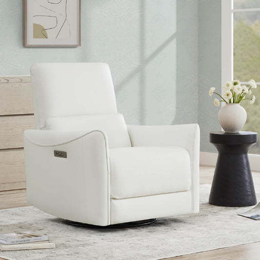 Modern Power Swivel Glider Recliner with Adjustable Headrest