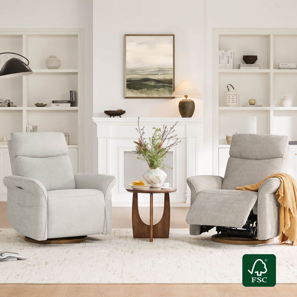 Modern Power Swivel Glider Recliner with Lumbar Support