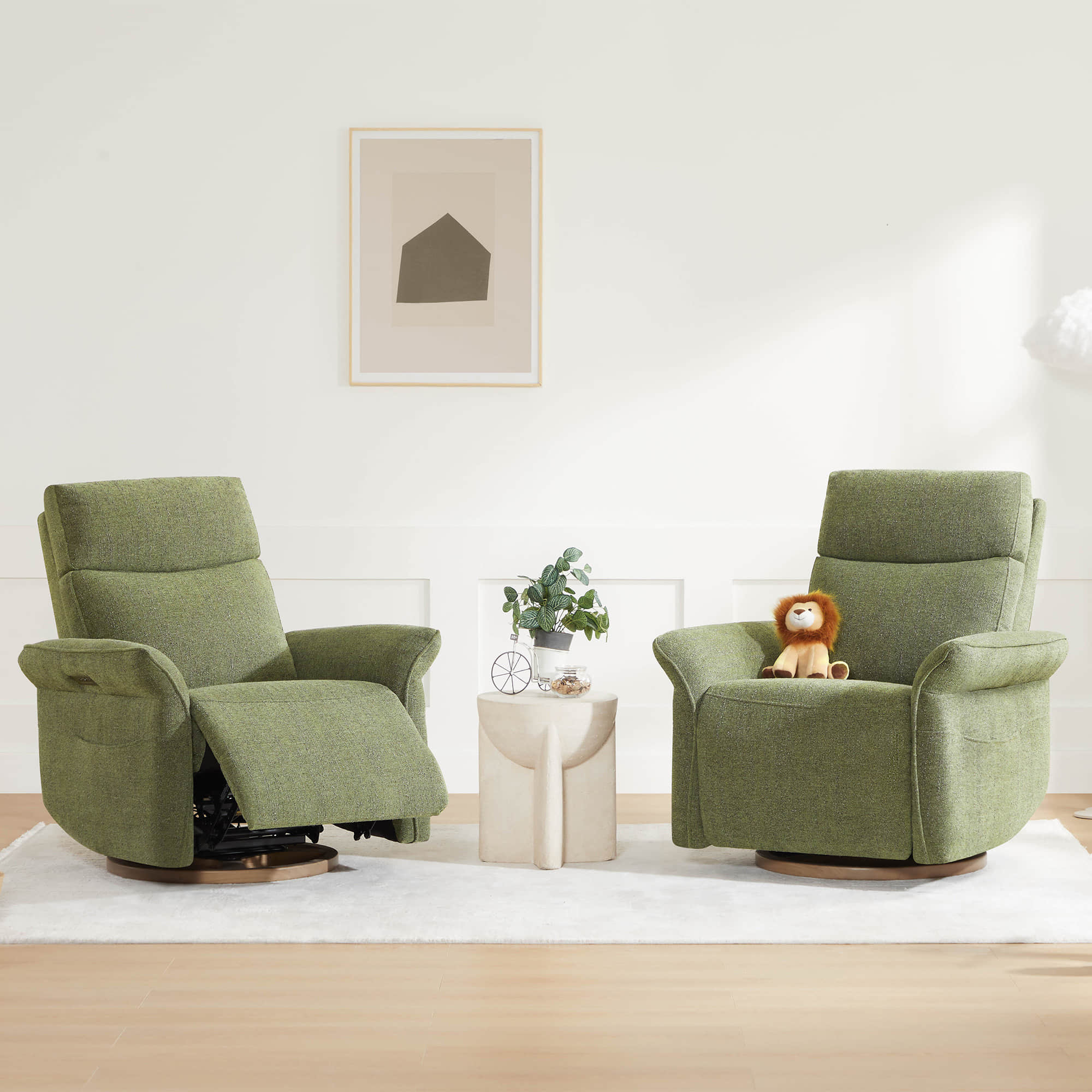 Modern Power Swivel Glider Recliner with Lumbar Support