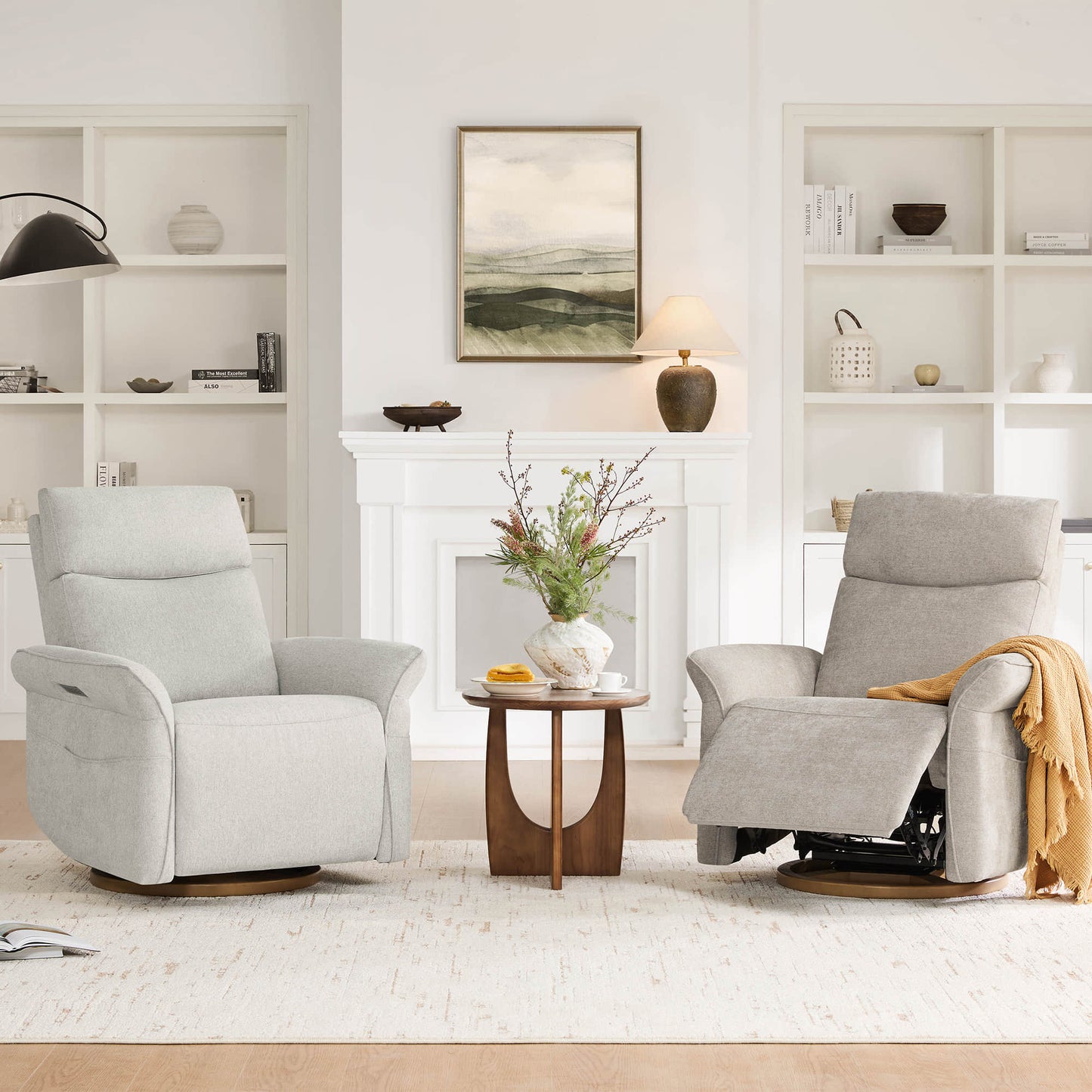 Modern Power Swivel Glider Recliner with Lumbar Support
