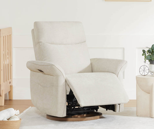 Modern Power Swivel Glider Recliner with Lumbar Support