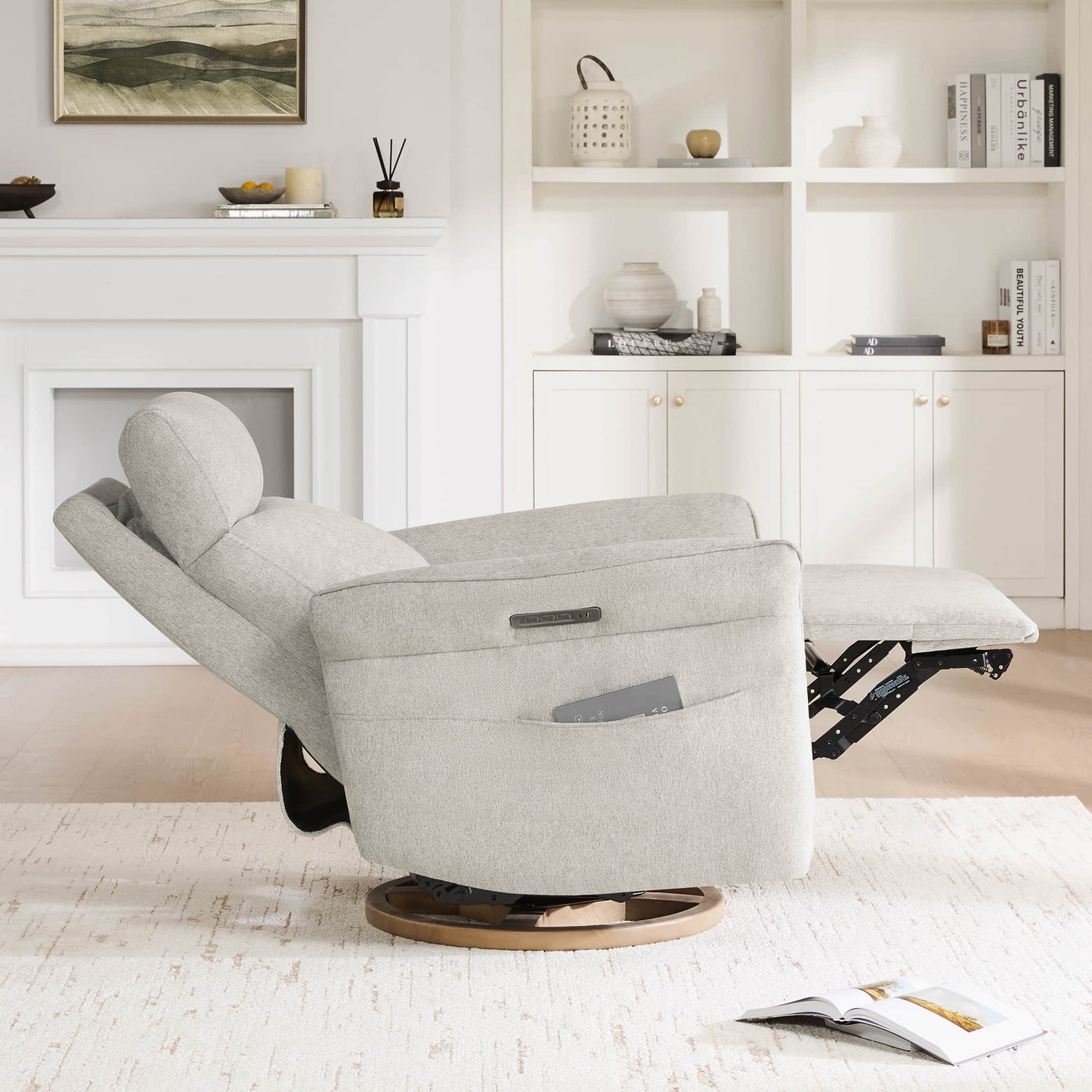 Modern Power Swivel Glider Recliner with Lumbar Support