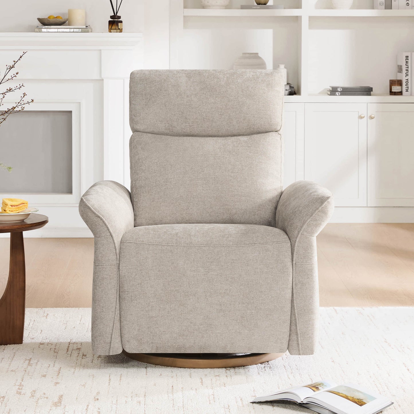 Modern Power Swivel Glider Recliner with Lumbar Support