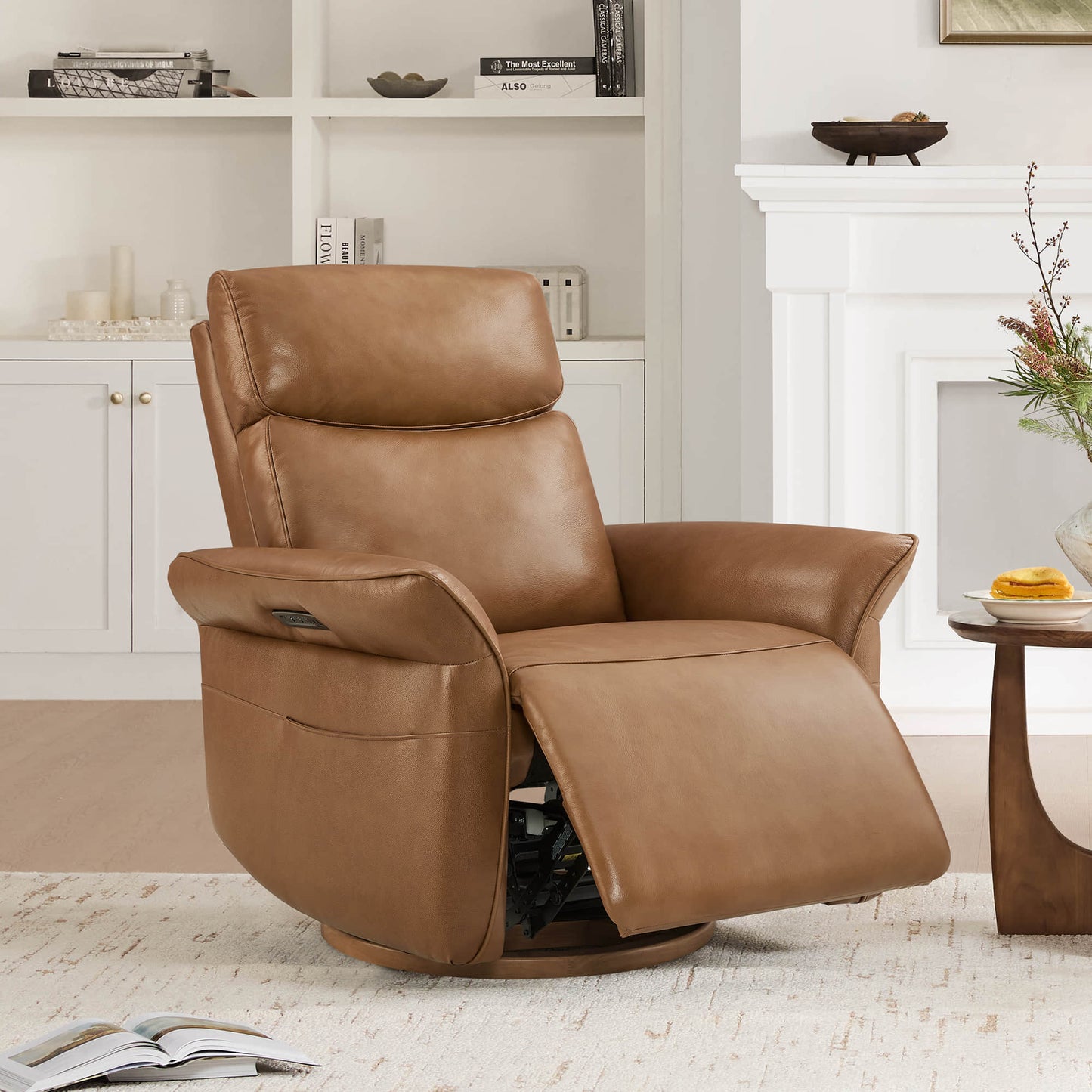Modern Power Swivel Glider Recliner with Lumbar Support