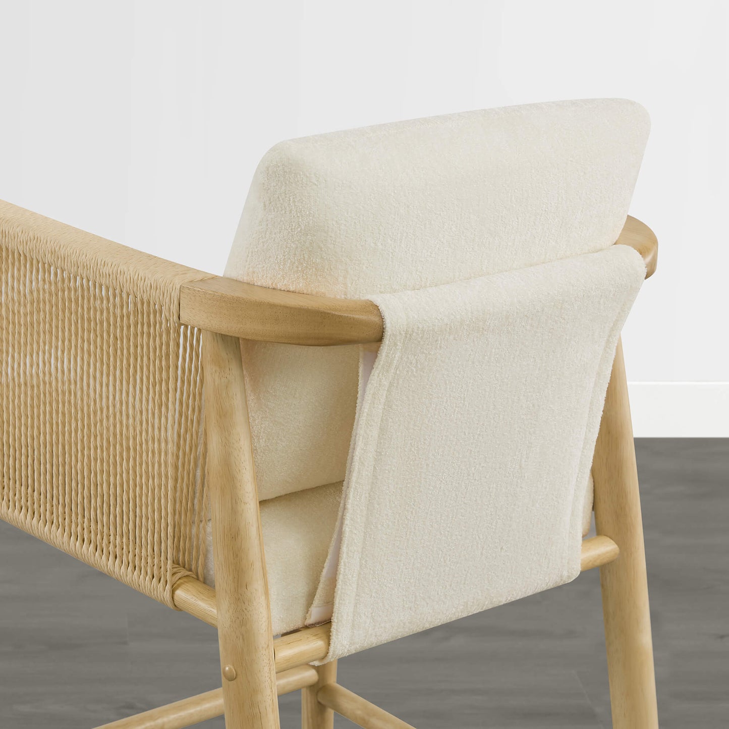 Modern Rope Counter Stools Set of 2 with Curved Back