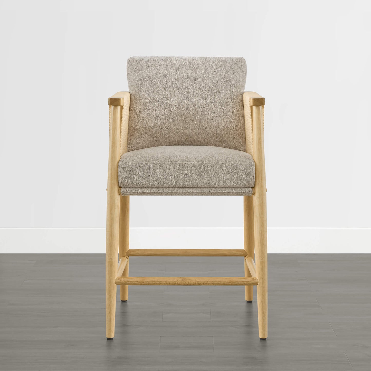 Modern Rope Counter Stools Set of 2 with Curved Back