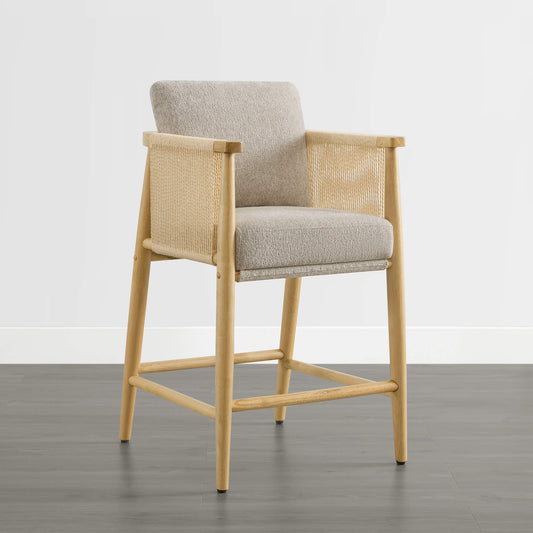 Modern Rope Counter Stools Set of 2 with Curved Back