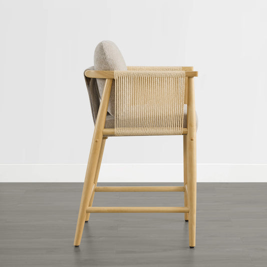 Modern Rope Counter Stools Set of 2 with Curved Back