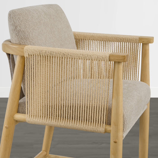 Modern Rope Counter Stools Set of 2 with Curved Back