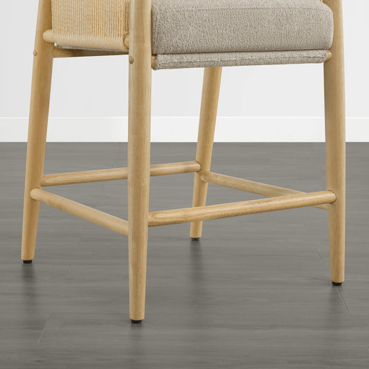Modern Rope Counter Stools Set of 2 with Curved Back