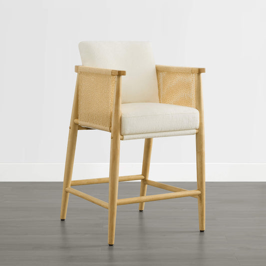 Modern Rope Counter Stools Set of 2 with Curved Back