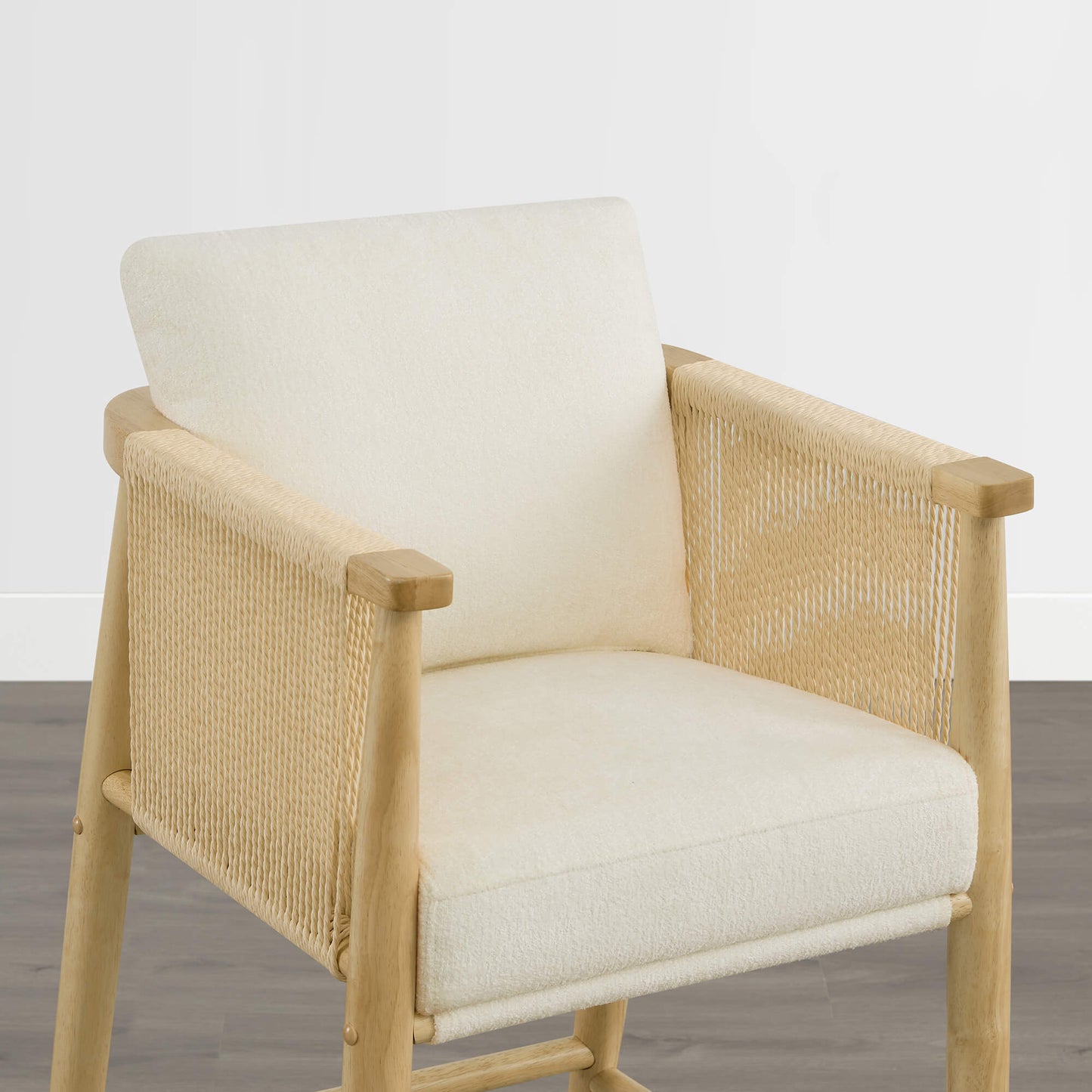 Modern Rope Counter Stools Set of 2 with Curved Back