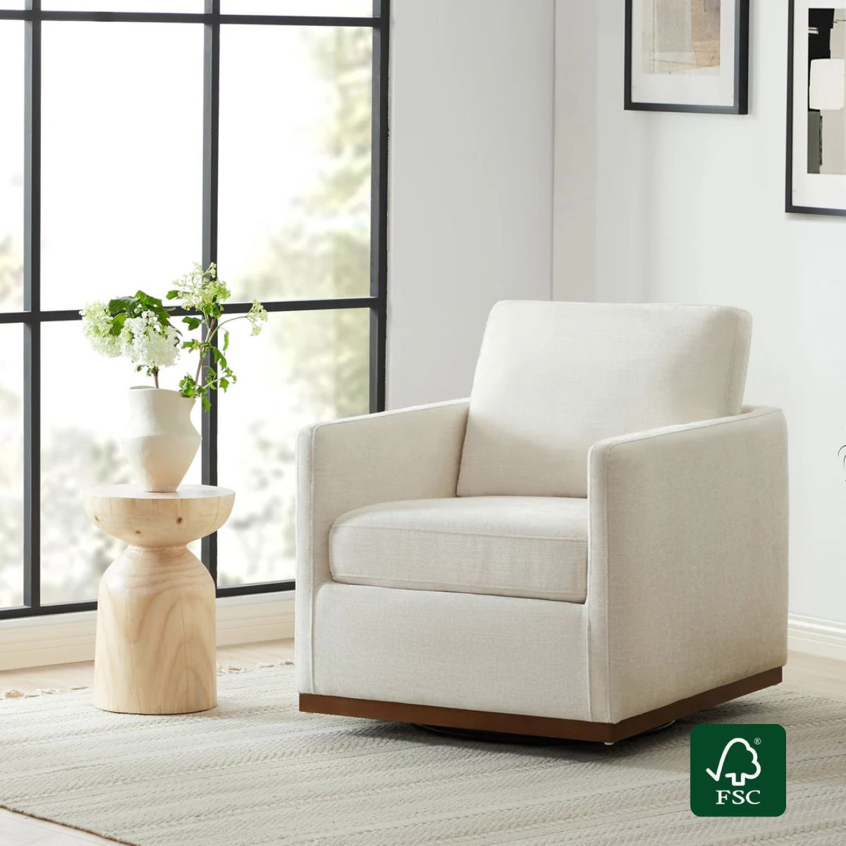Modern Swivel Accent Chair with Curved Back Design
