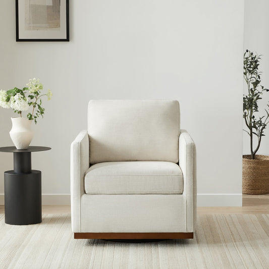 Modern Swivel Accent Chair with Curved Back Design
