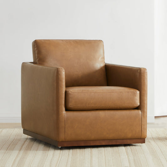 Modern Swivel Accent Chair with Curved Back Design