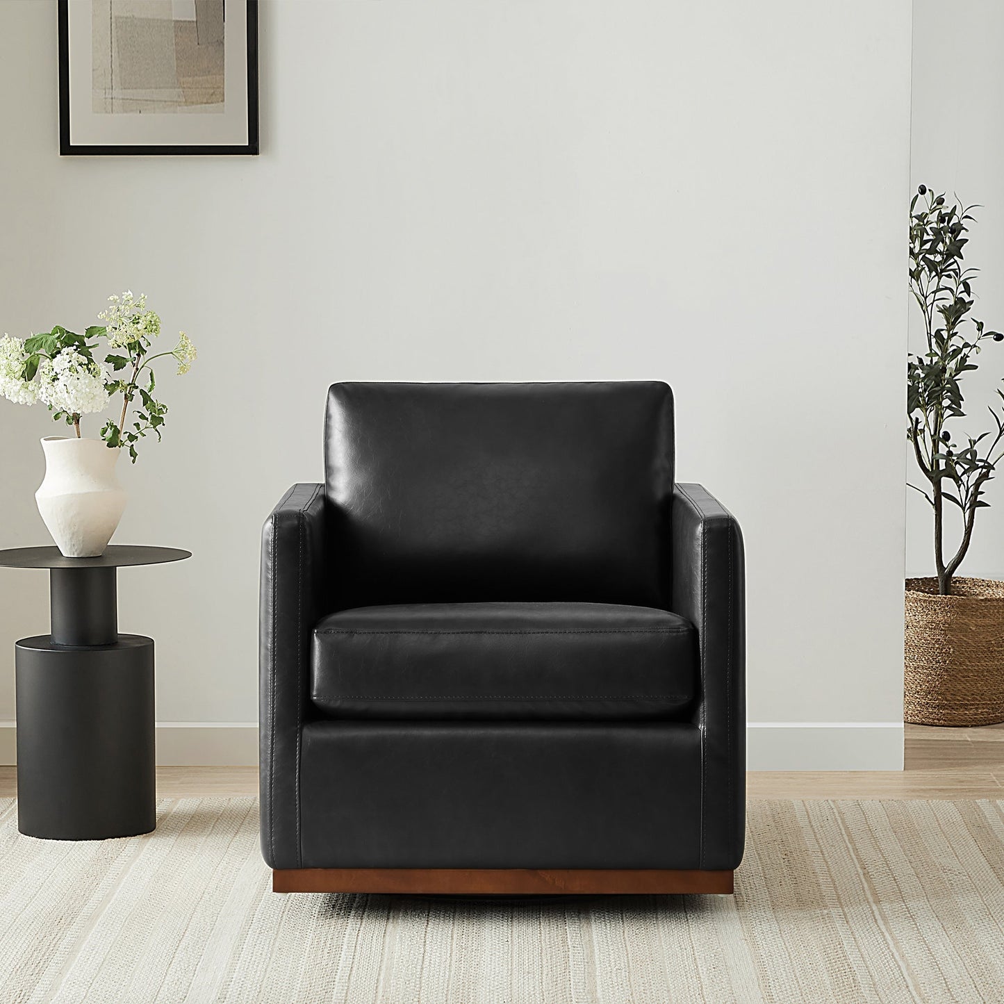 Modern Swivel Accent Chair with Curved Back Design