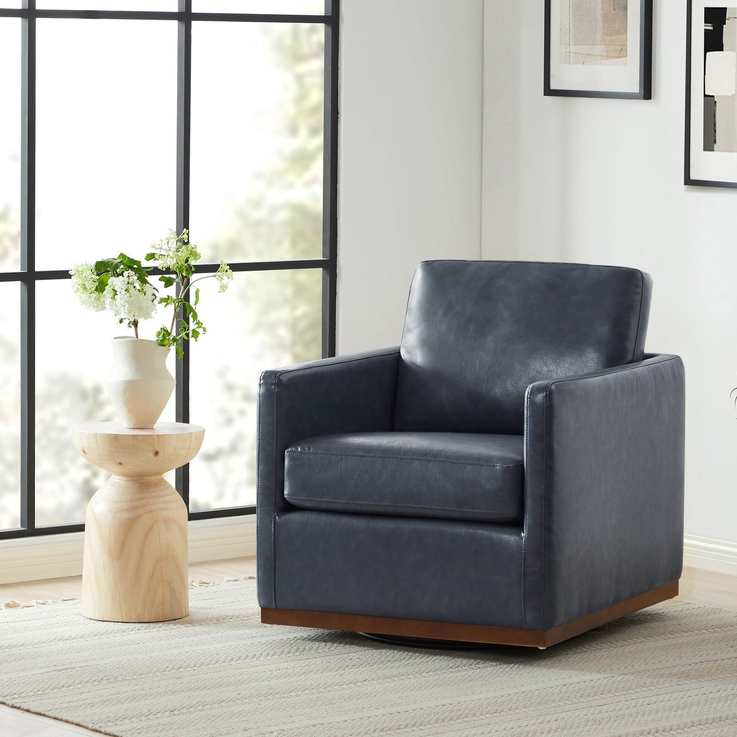 Modern Swivel Accent Chair with Curved Back Design