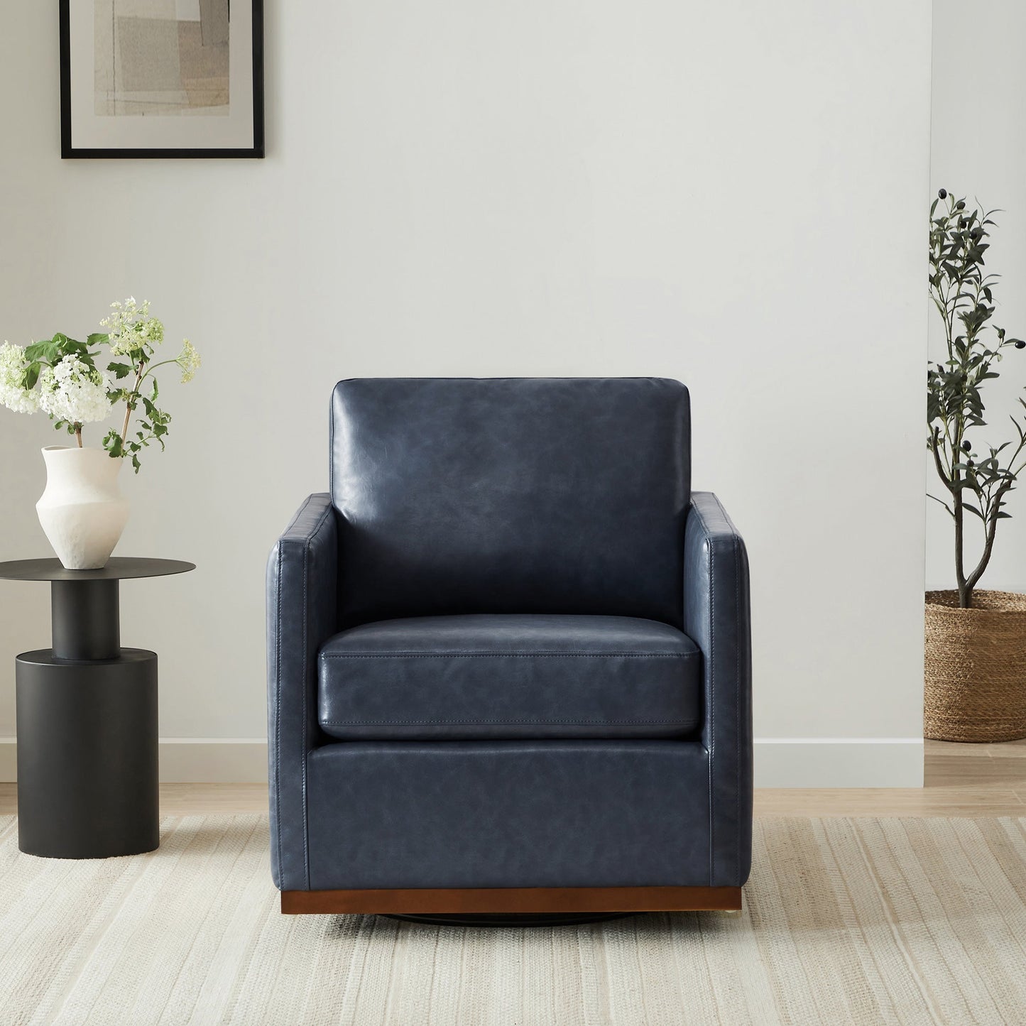Modern Swivel Accent Chair with Curved Back Design