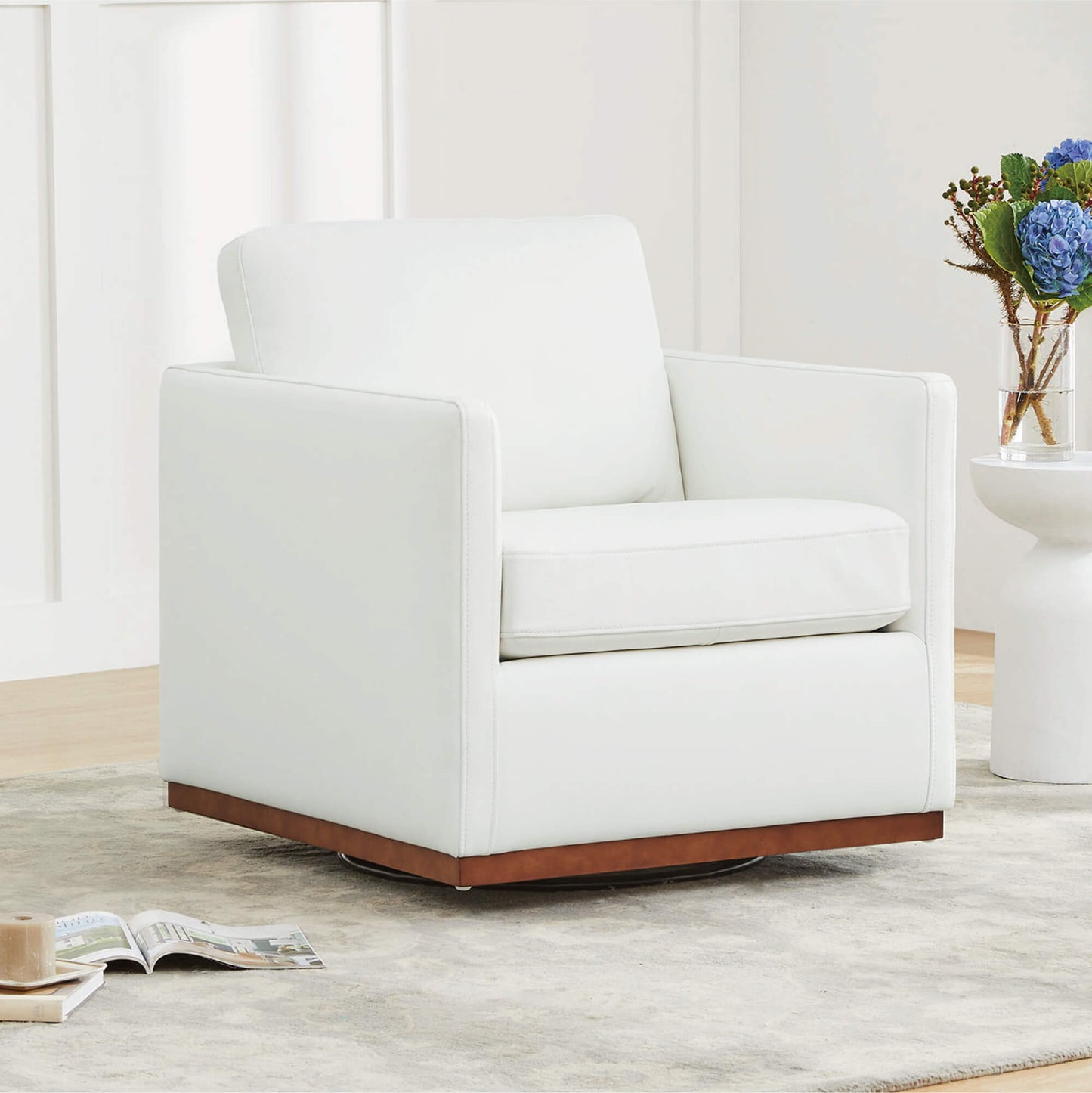 Modern Swivel Accent Chair with Curved Back Design