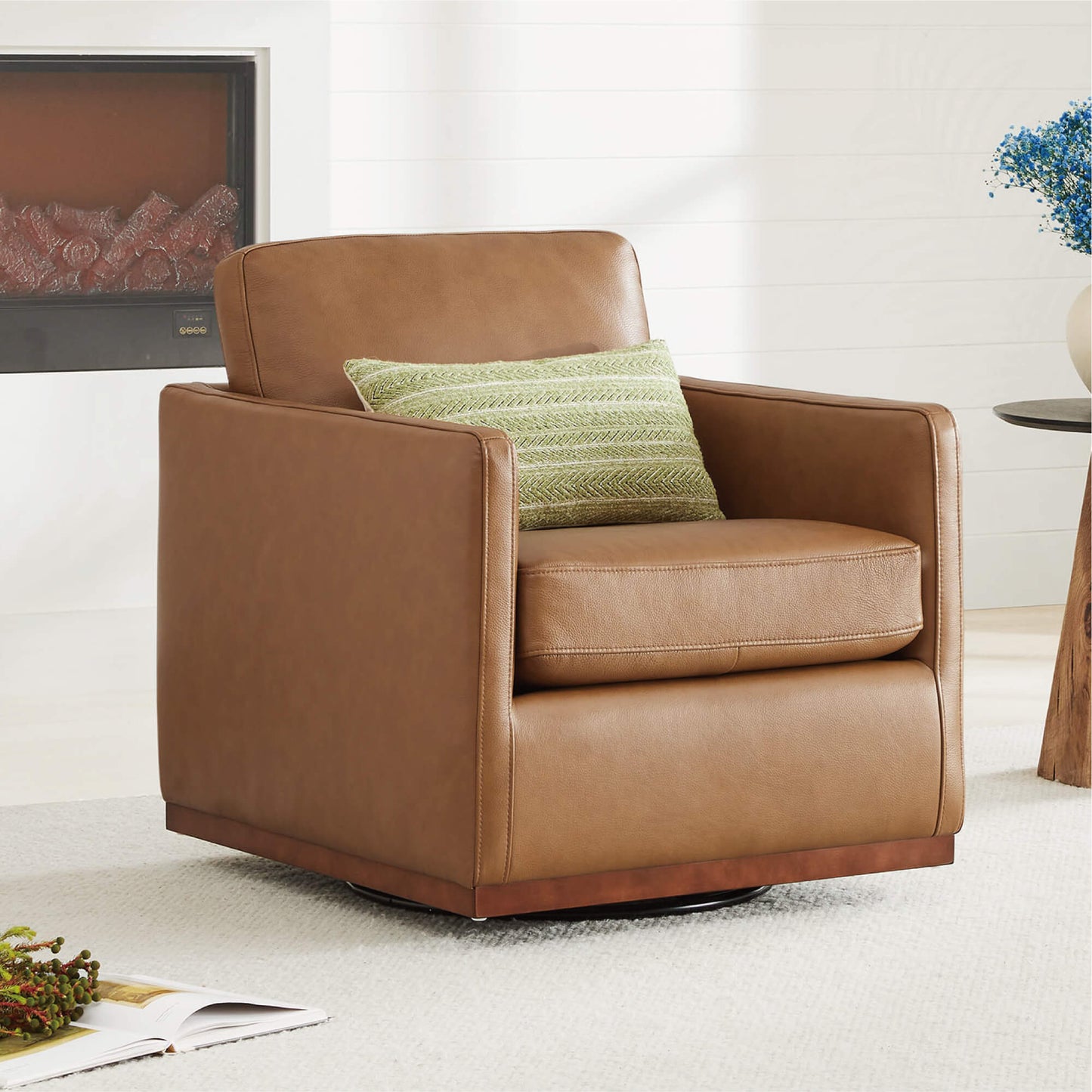 Modern Swivel Accent Chair with Curved Back Design