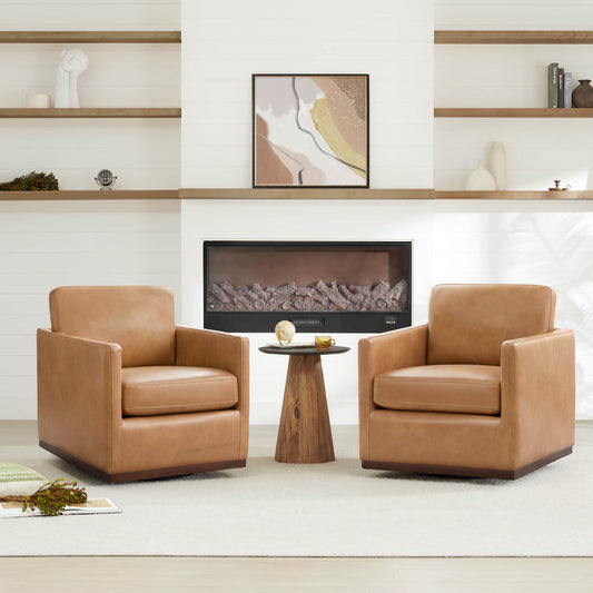 Modern Swivel Accent Chair with Curved Back Design