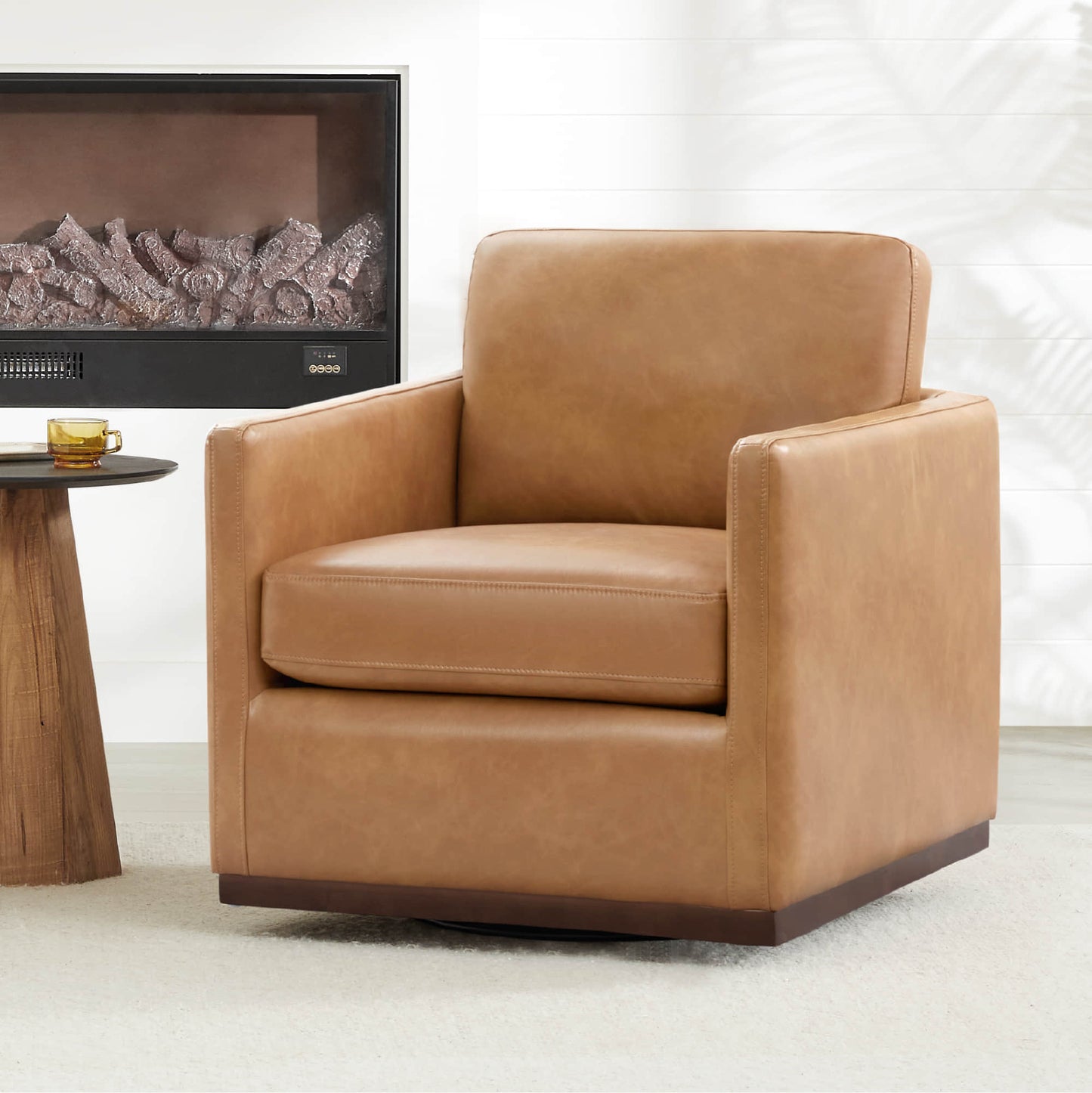 Modern Swivel Accent Chair with Curved Back Design