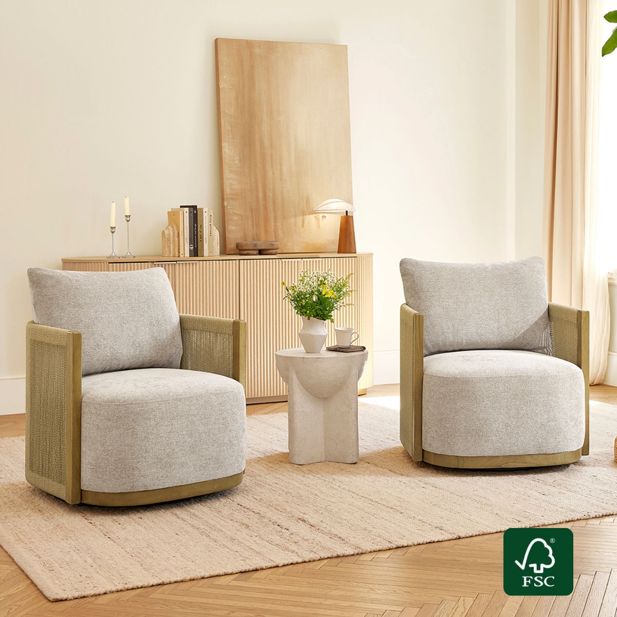 Modern Swivel Accent Chair with Rope Detailing
