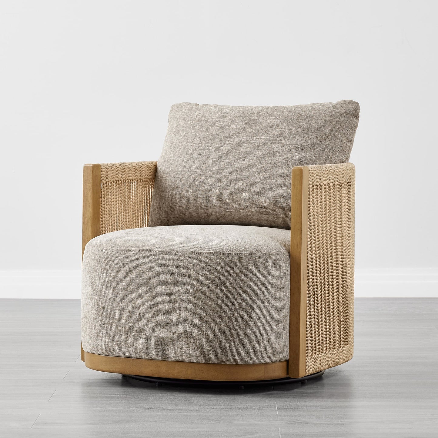 Modern Swivel Accent Chair with Rope Detailing