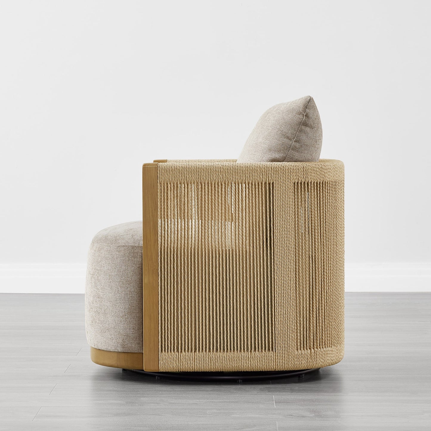 Modern Swivel Accent Chair with Rope Detailing