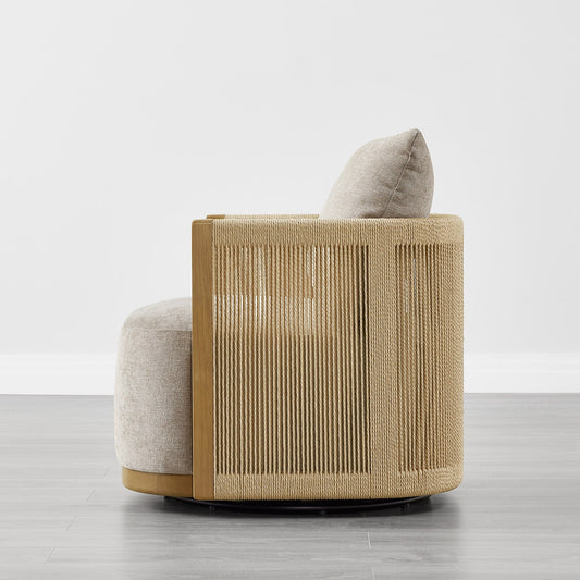 Modern Swivel Accent Chair with Rope Detailing