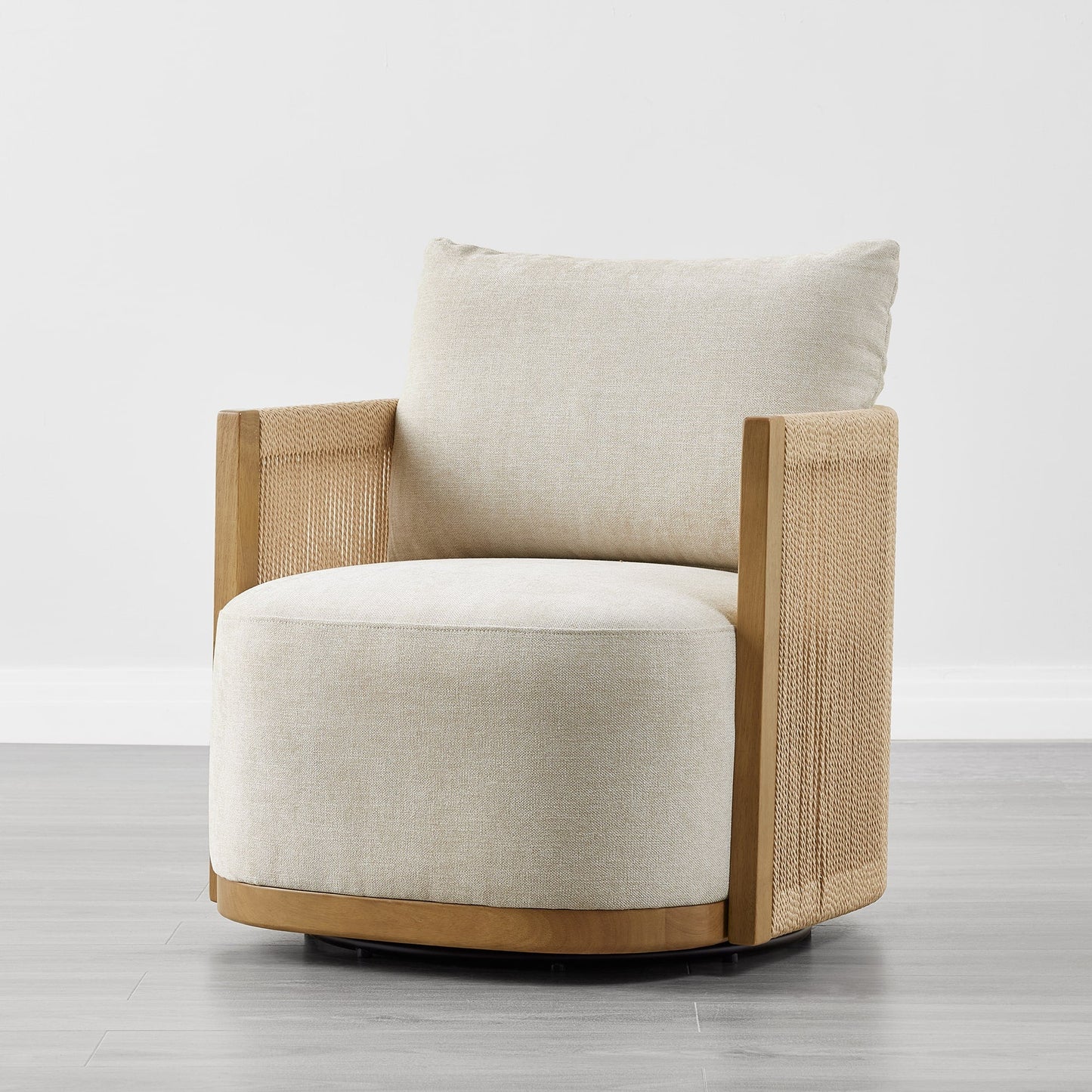 Modern Swivel Accent Chair with Rope Detailing