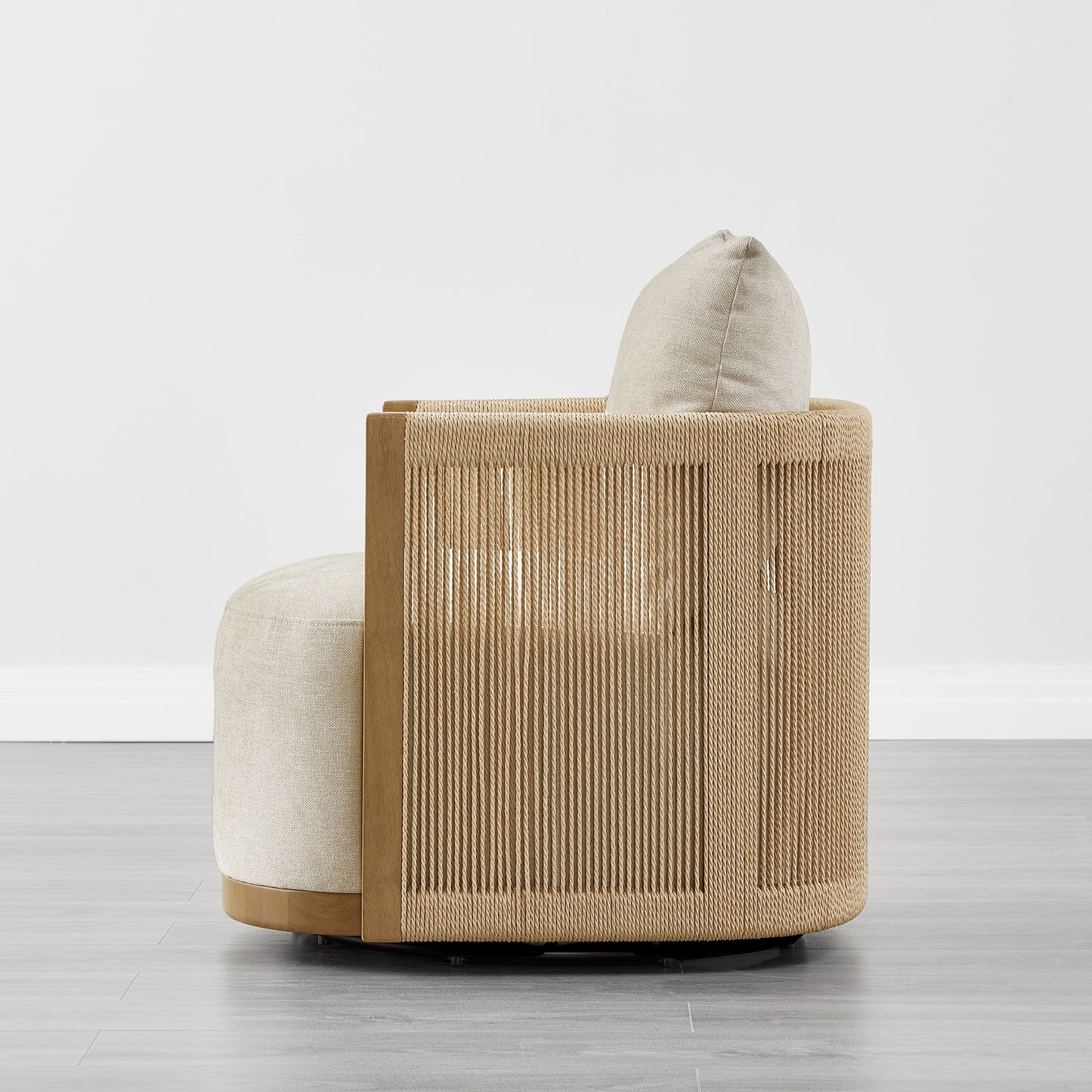 Modern Swivel Accent Chair with Rope Detailing