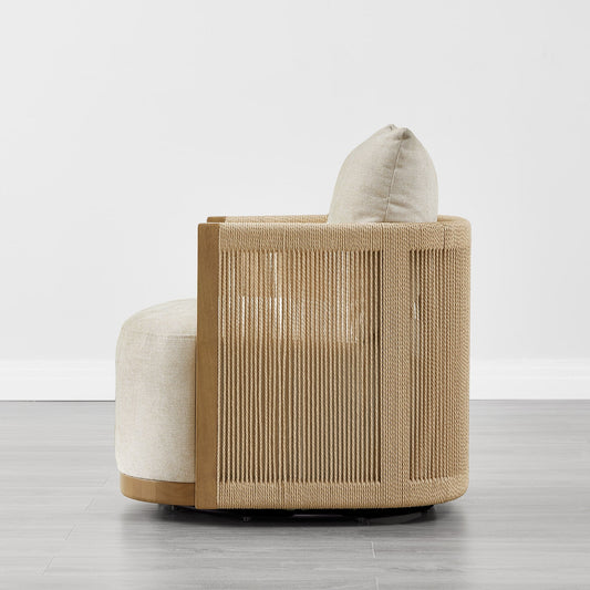 Modern Swivel Accent Chair with Rope Detailing