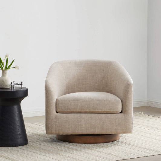 Modern Swivel Accent Chair with Soft Fabric Upholstery