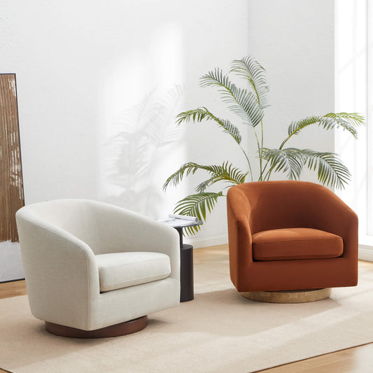 Modern Swivel Accent Chair with Soft Fabric Upholstery