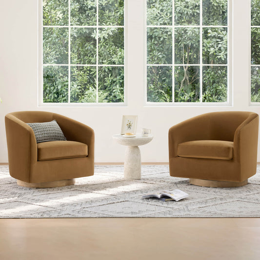 Modern Swivel Accent Chair with Soft Fabric Upholstery