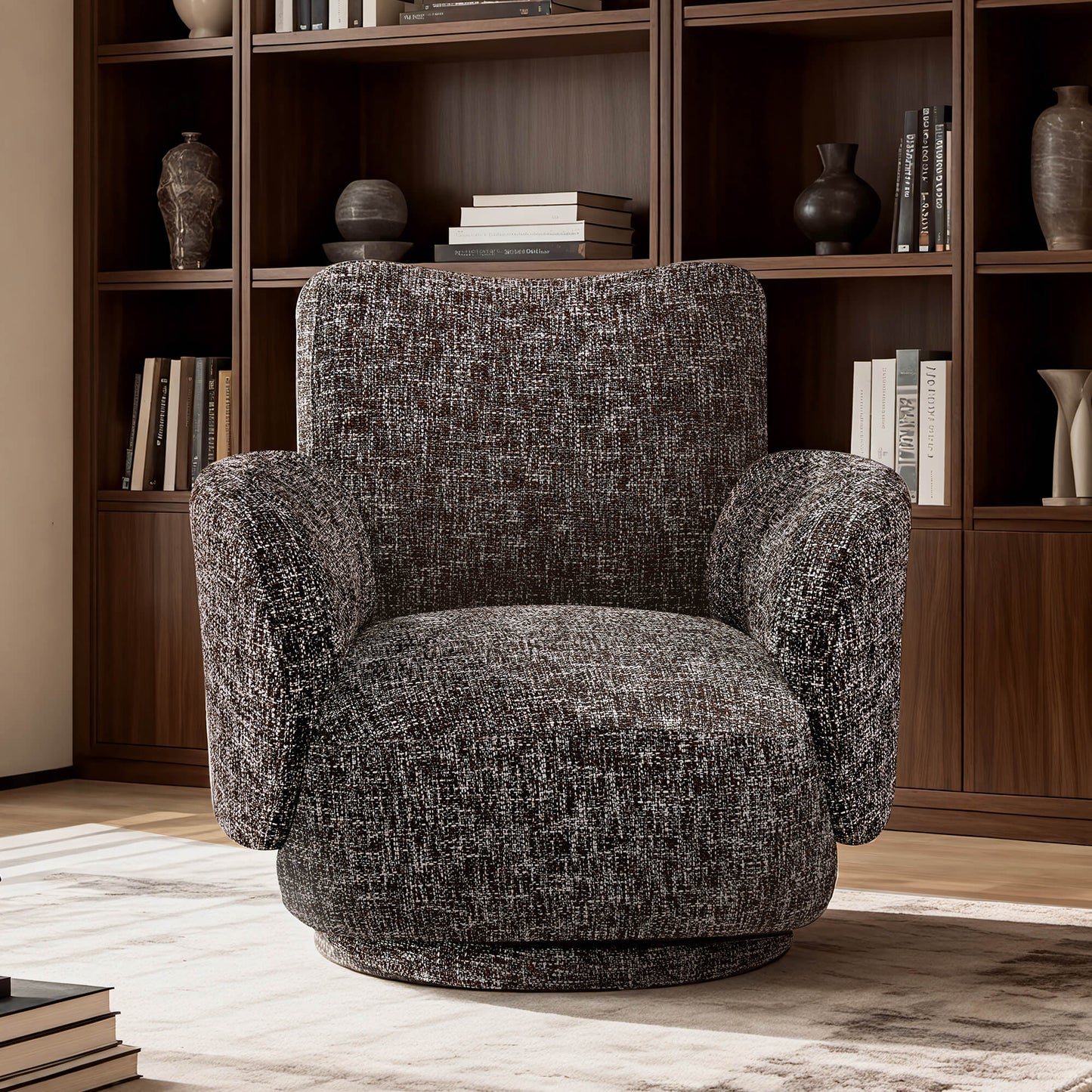 Modern Swivel Armchair with Upholstered Seat